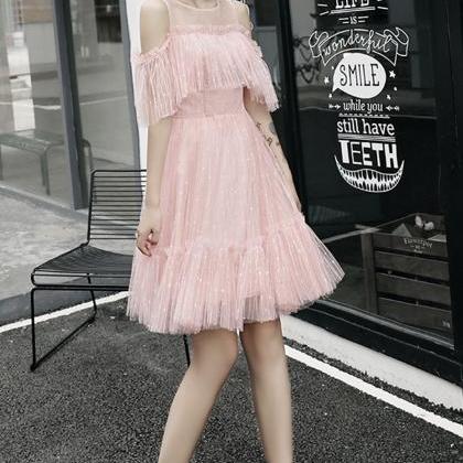 Pink Tulle Short Prom Dress Homecoming Dress