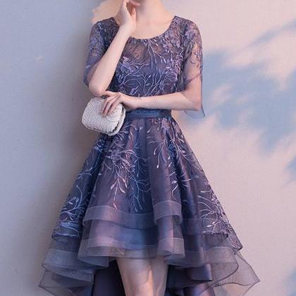 Cute Tulle Lace High Low Prom Dress Homecoming..