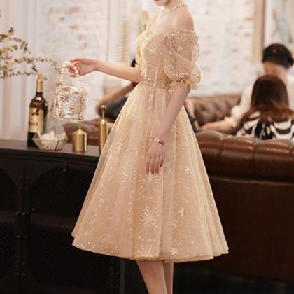 Cute Tulle Sequins Short Prom Dress Party Dress