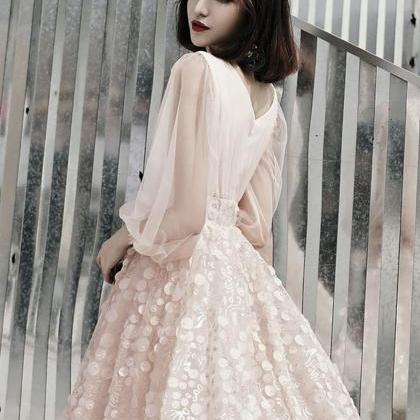 Pink V-neck Short Prom Dress Homecoming Dress