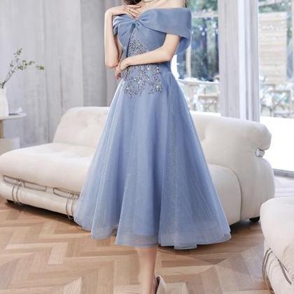 Lovely Blue Short Prom Dress, Blue A-line Party..