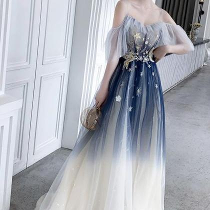 Cute Tulle Long Prom Dresses, A-line Off The..
