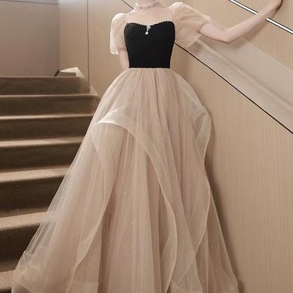 Cute Tulle Velvet Formal Dress, A-line Short..