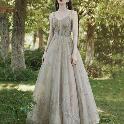 Stylish tulle long prom dress evening dress