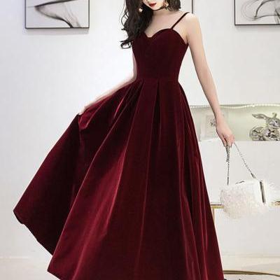Burgundy velvet short prom dress burgundy evening dress