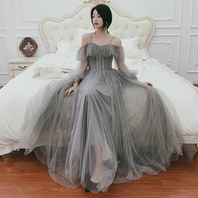 Cute tulle long A ine prom dress evening gown