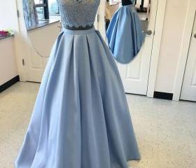 Light Blue Evening Gown Formal Evening Long Two Piece prom gown     fg4172 main image 1