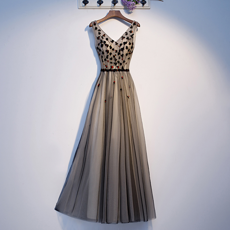 Stylish Tulle Applique Long Prom Dress Evening Dress