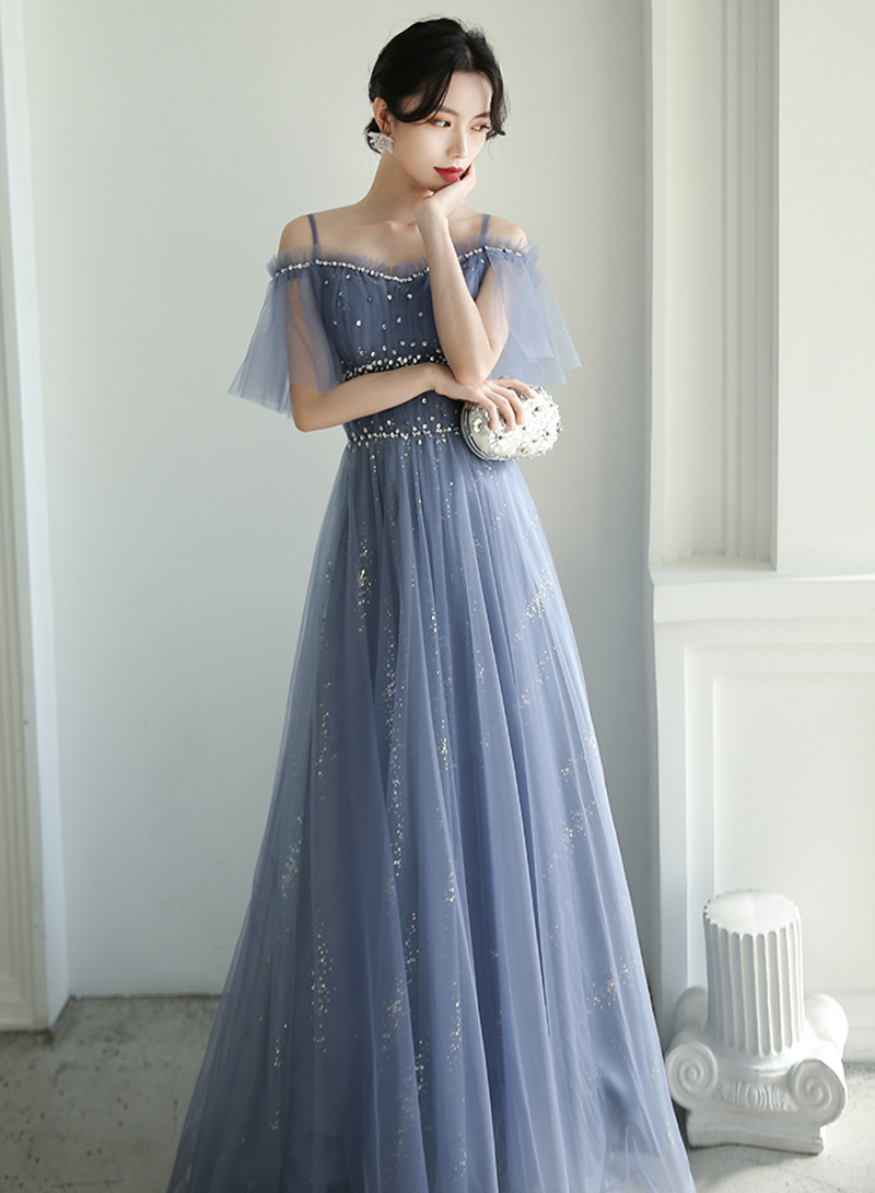 Blue Tulle Long Prom Dress Evening Dress on Luulla
