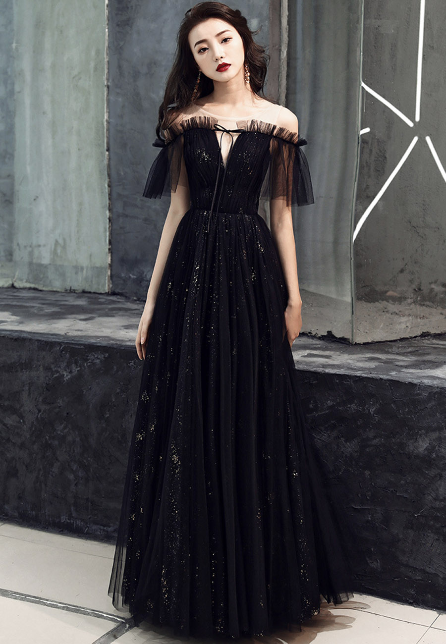 Black Tulle Long Prom Dress Black Evening Dress on Luulla