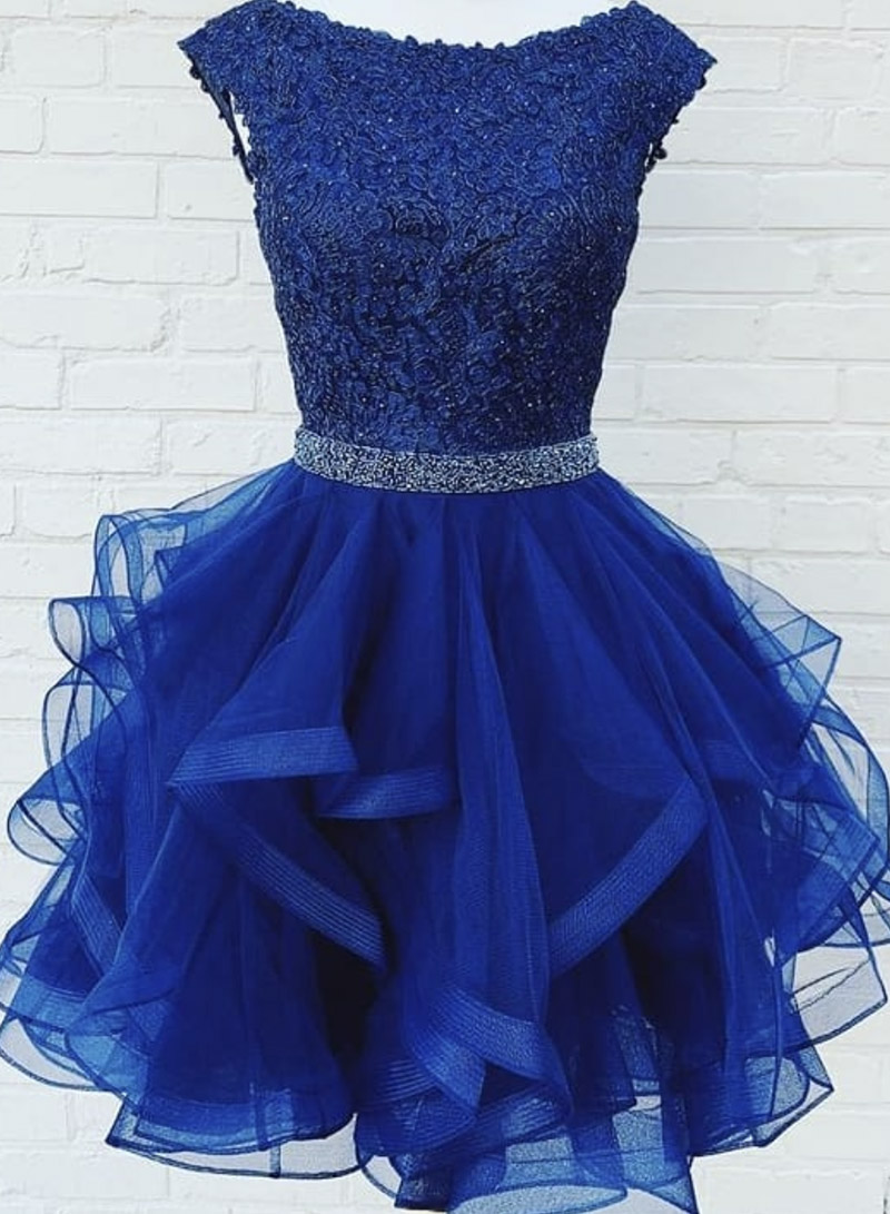 Blue Sheath Short Prom Dress Homecoming Dress