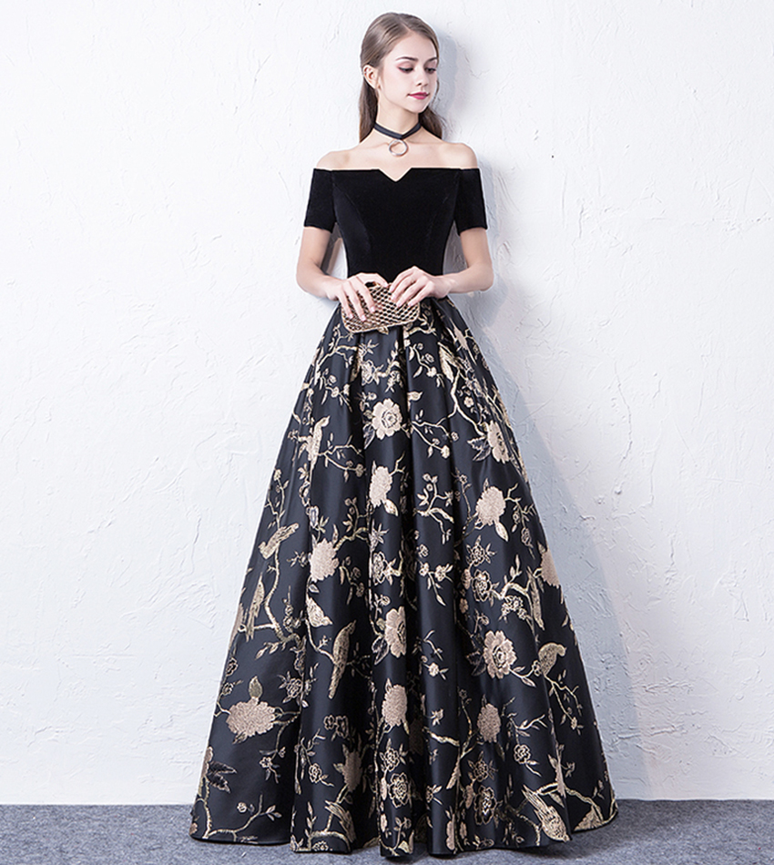 Elegant Black Long Prom Gown Formal Dress