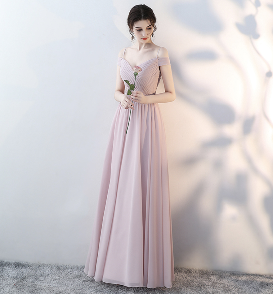 Bridesmaid Dress Pink Chiffon Long Prom Dress