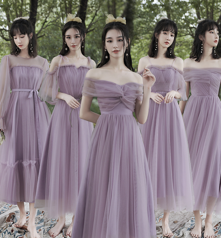 Bridesmaid Dress Romantic Purple Tulle Short Prom Dress
