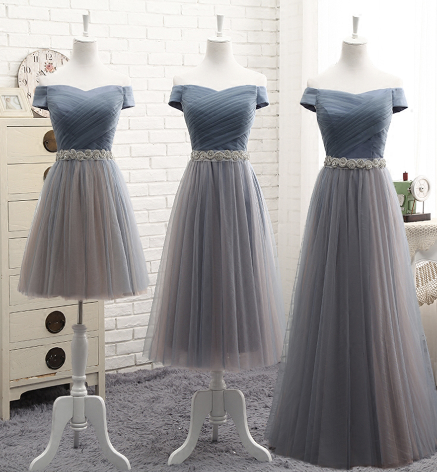 Blue Tulle A Line Prom Dress Evening Dress