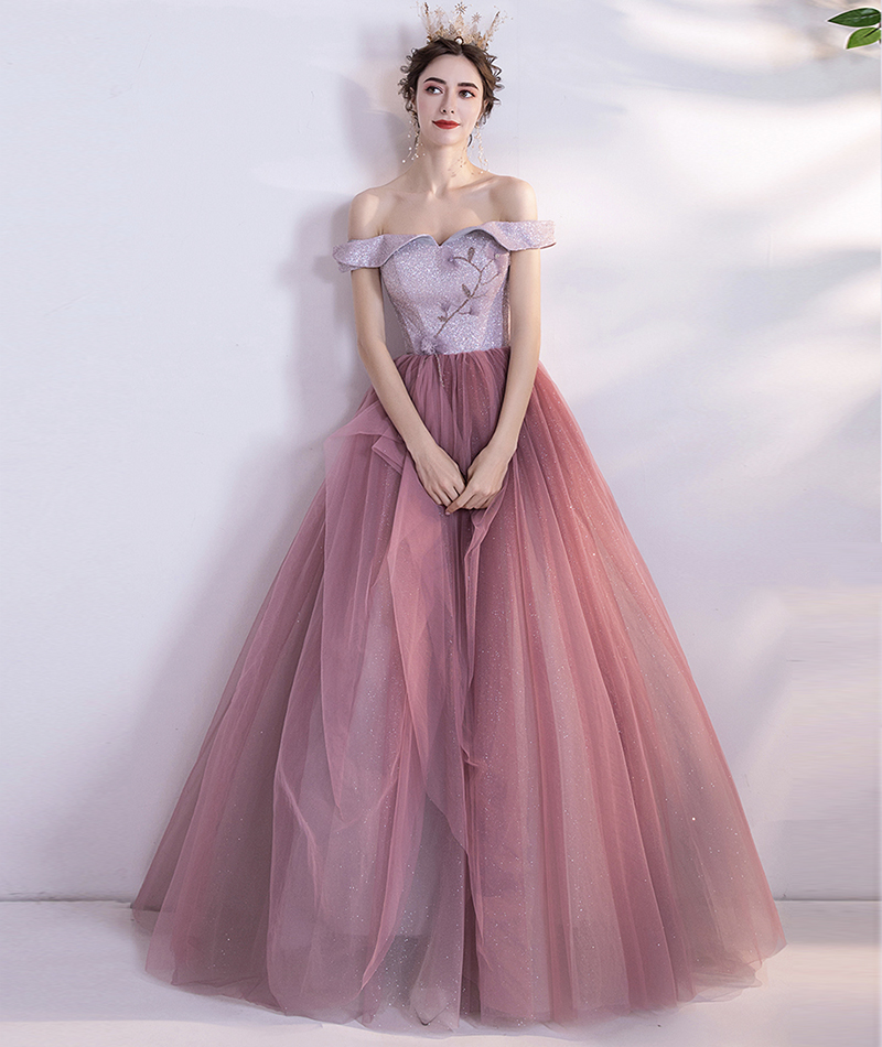 Princess Dress A Line Tulle Sequins Long Ball Gown Dress