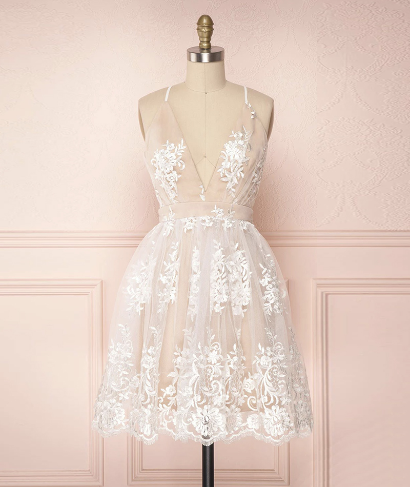 Cute Tulle Lace Short Prom Dress Homecoming Dress