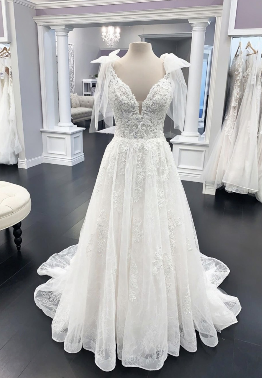 White V Neck Lace Long Prom Dress Evening Dress