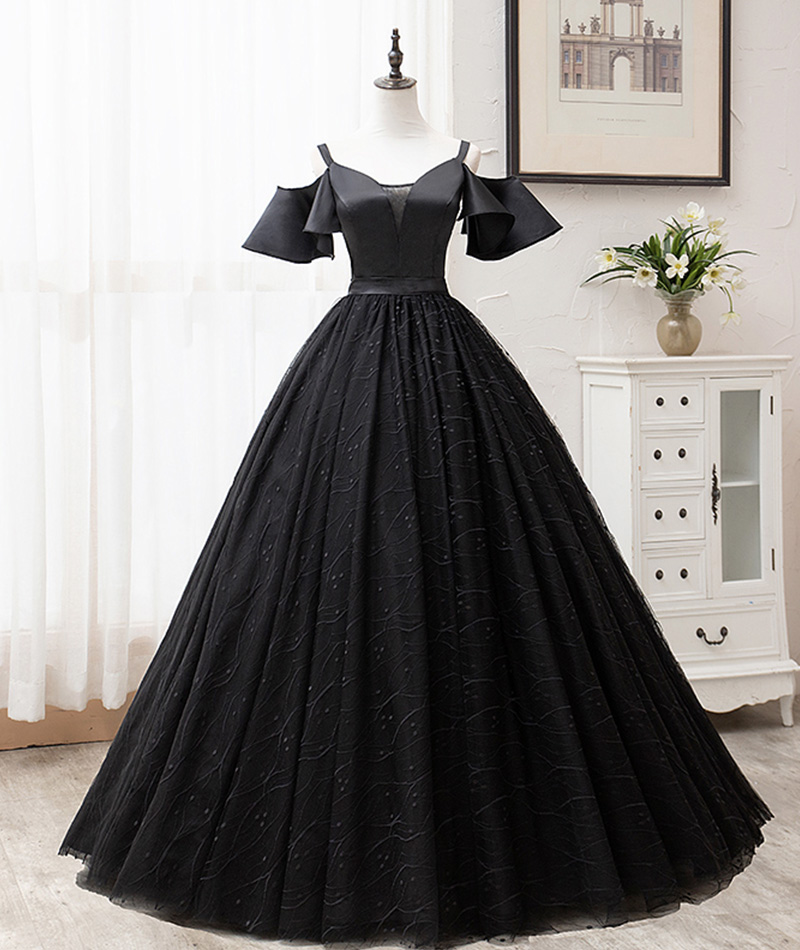 Black Tulle Long Ball Gown Dress Formal Dress
