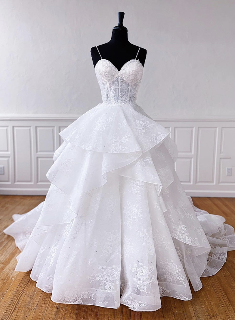 White Lace Long Prom Dress Lace Evening Dress
