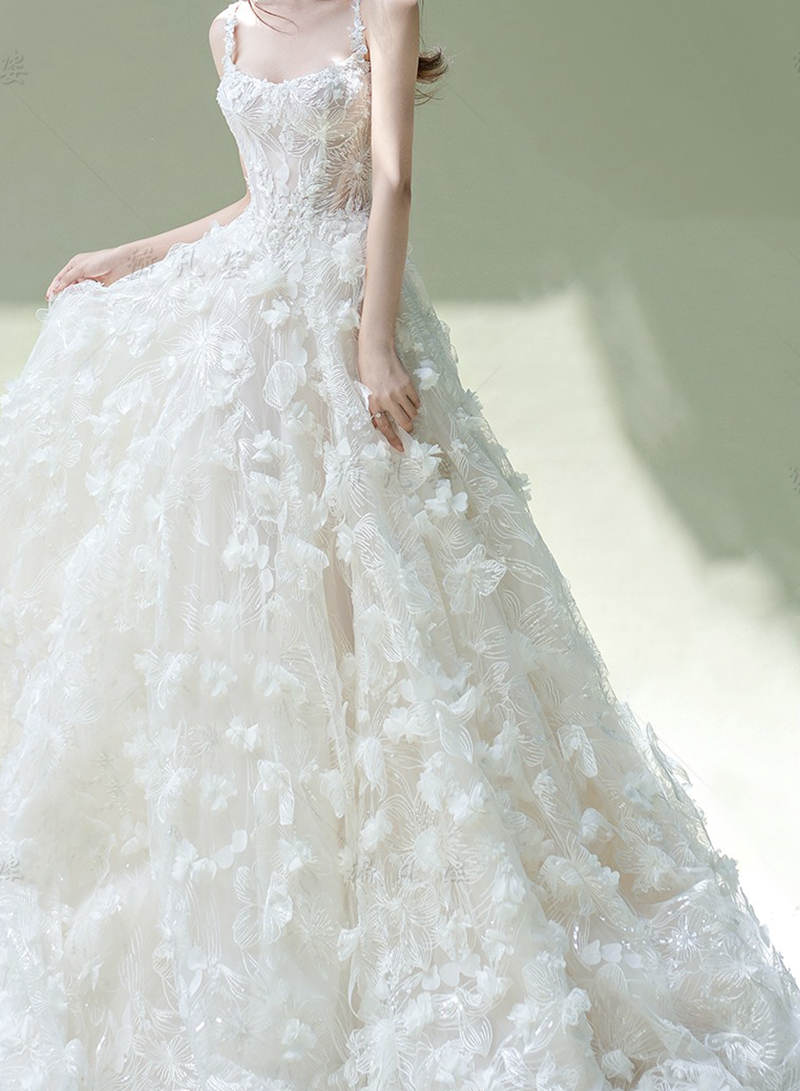 White Tulle Appliqué Long Ball Gown Dress Formal Dress on Luulla