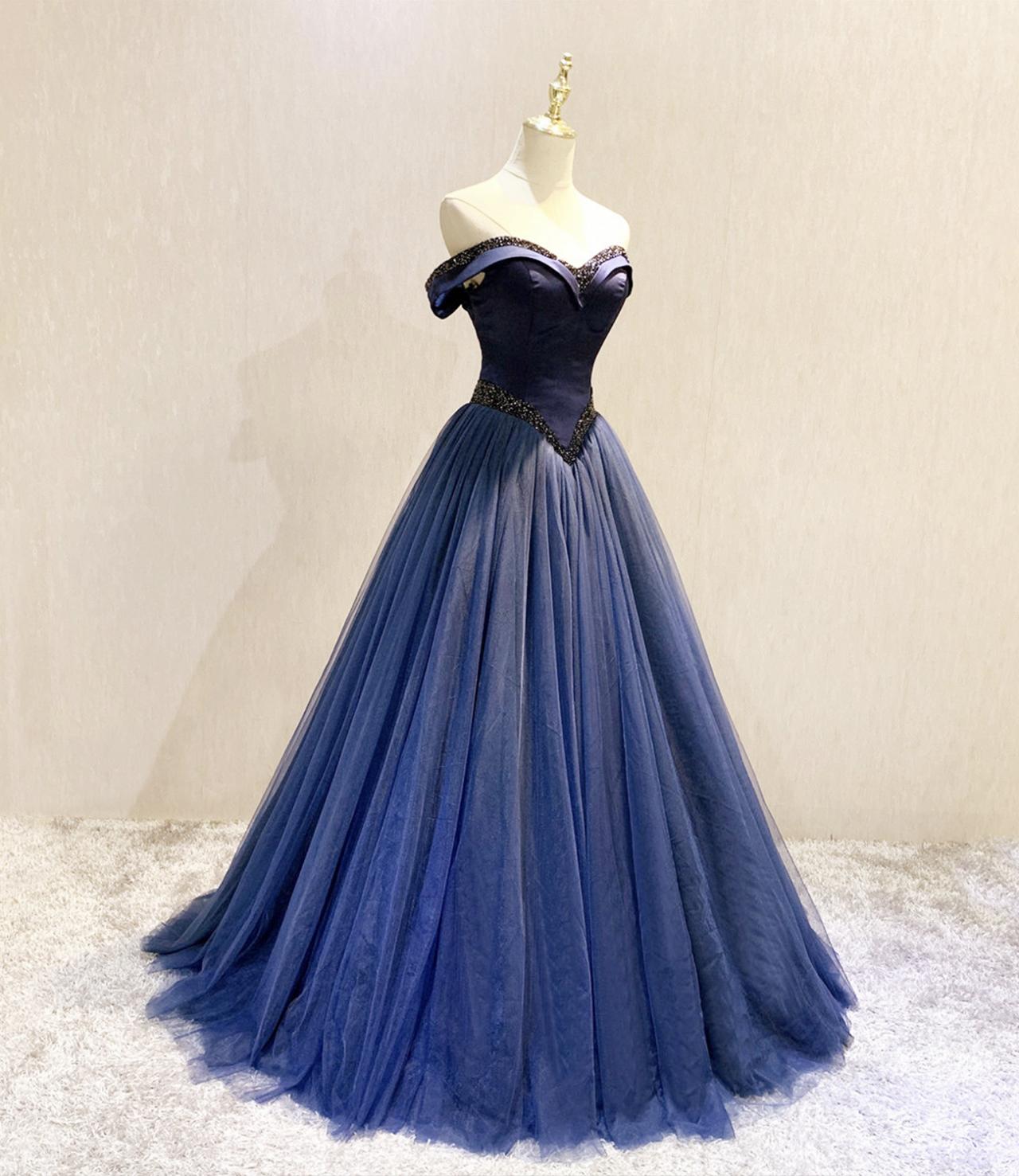 Blue Tulle Ball Gown Dress Formal Dress