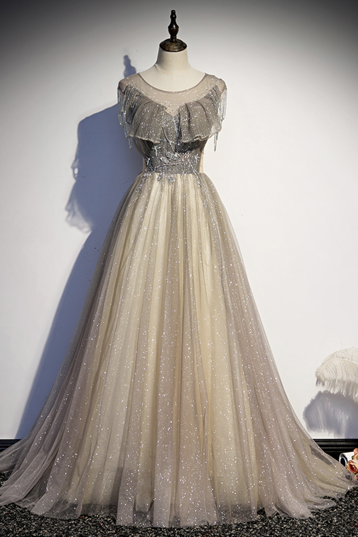 Elegant A Line Sequins Long Prom Dress Evening Dress