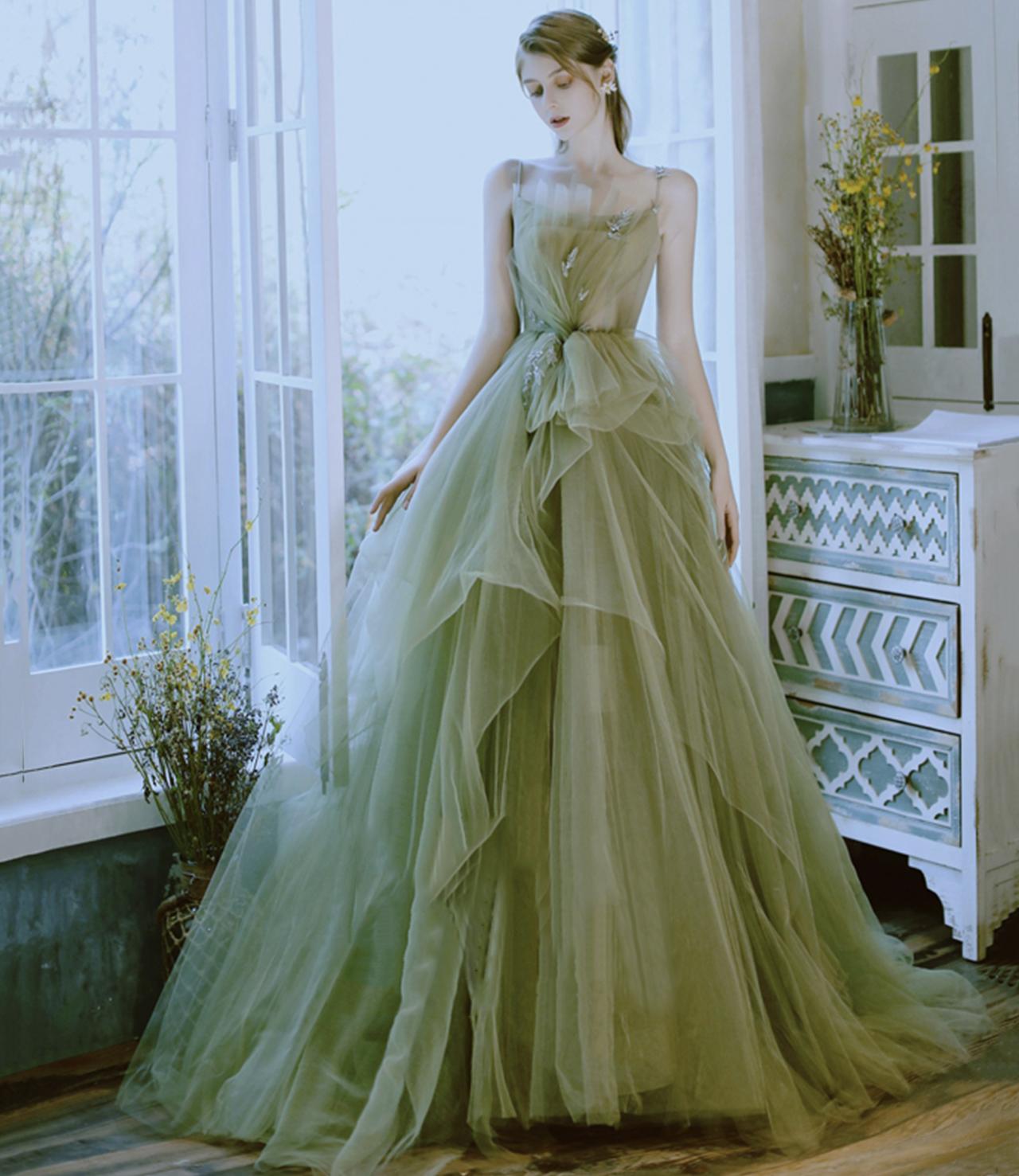 Green Long Ball Gown Dress Evening Dress Formal Gown