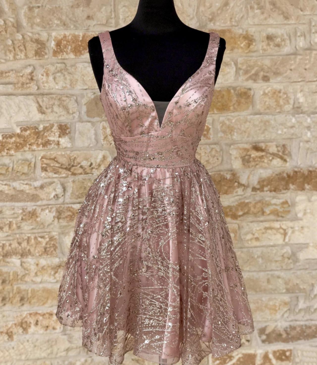 Pink Tulle Sequins Short Prom Dress Party Dress