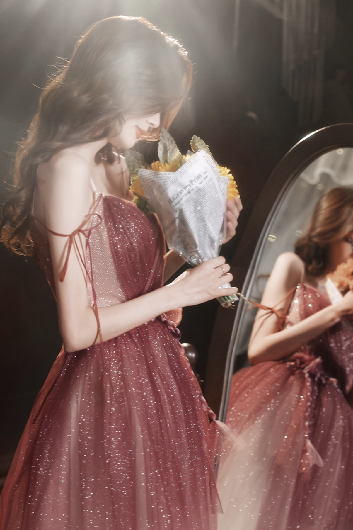Fashion A-line Tulle Evening Dress Long Prom Dress Y5563 main image 1