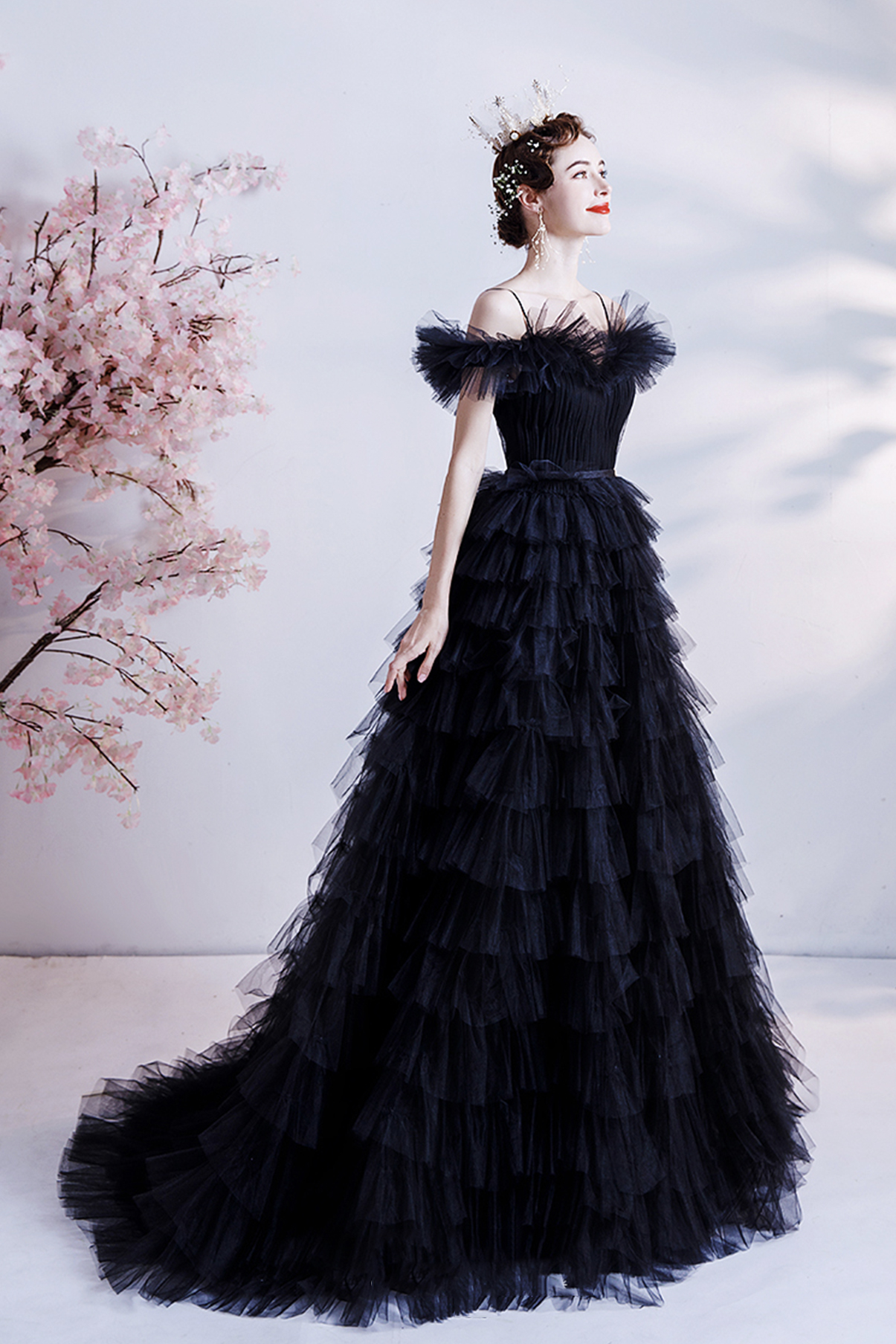 Black A-line Tulle Dress main image 1