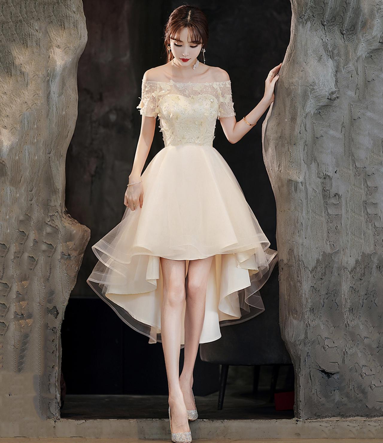 cute high low homecoming dresses Tulle Prom Dress Dress related:basir-dress-abstrct-painted-flowr-blue