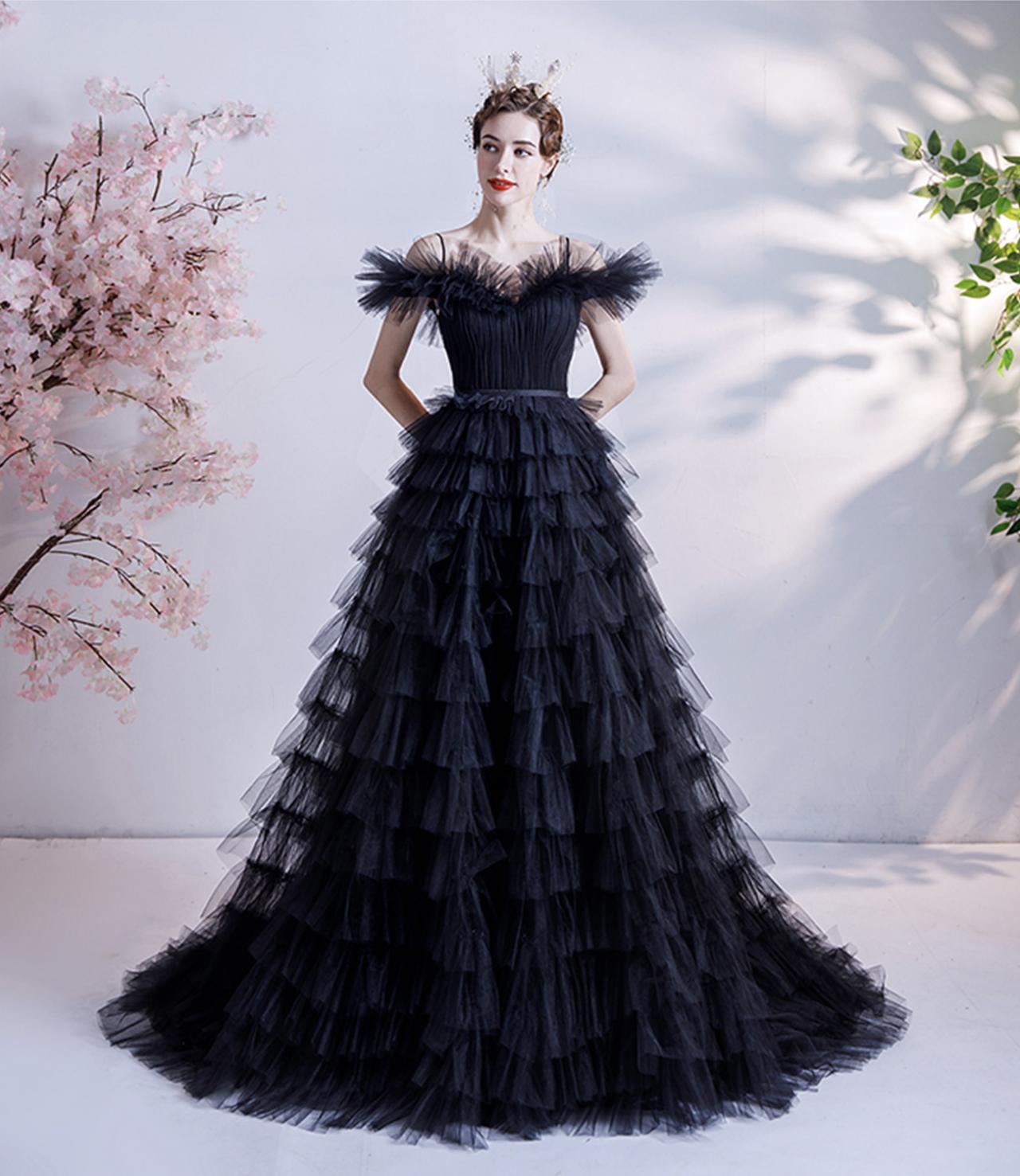 Vintage Gothic Lace Long Mermaid Prom Dresses Wedding Evening Gowns All  Black 2 at Amazon Women's Clothing store