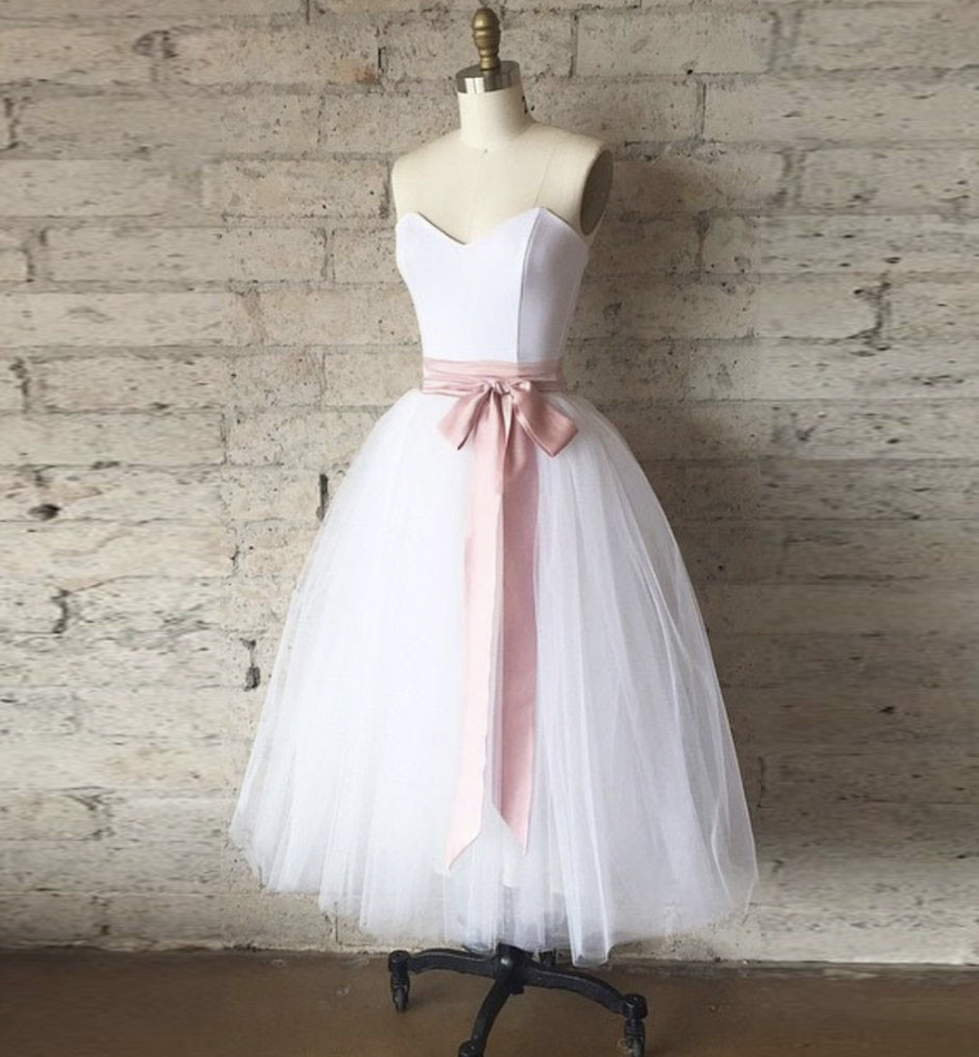 White A Line Tulle Short Prom Dress Homecoming Dress