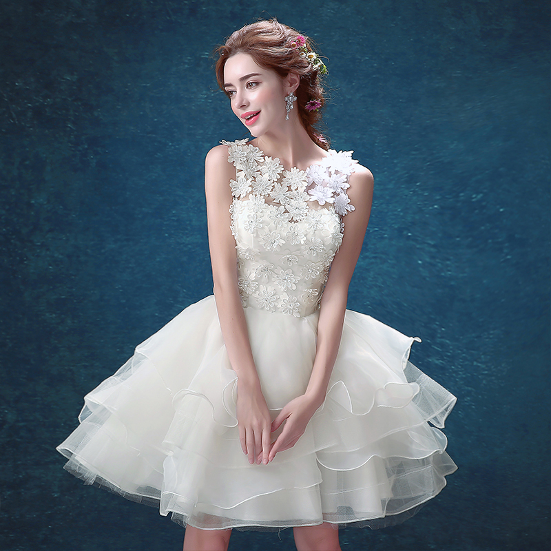 White Lace Short Prom Dress Homecoming Dress