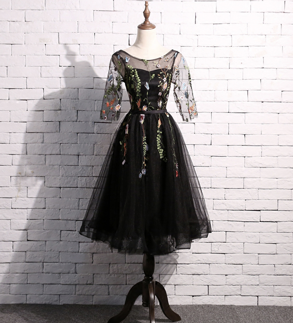 black tulle short dress Zapaka Women Tulle Short Cocktail Dress Spaghetti Straps Appliqued Sleeveless Ruffled A Line Little Black Dress, Black / US24W main image 0