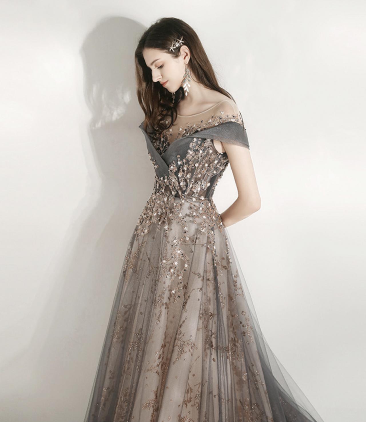 Shiny Sequins Long A Line Prom Dress Evening Dress