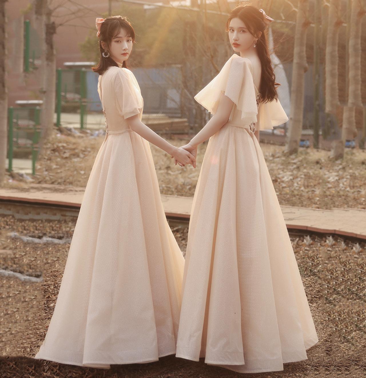 Cute A line tulle long prom dress evening dress  C1468