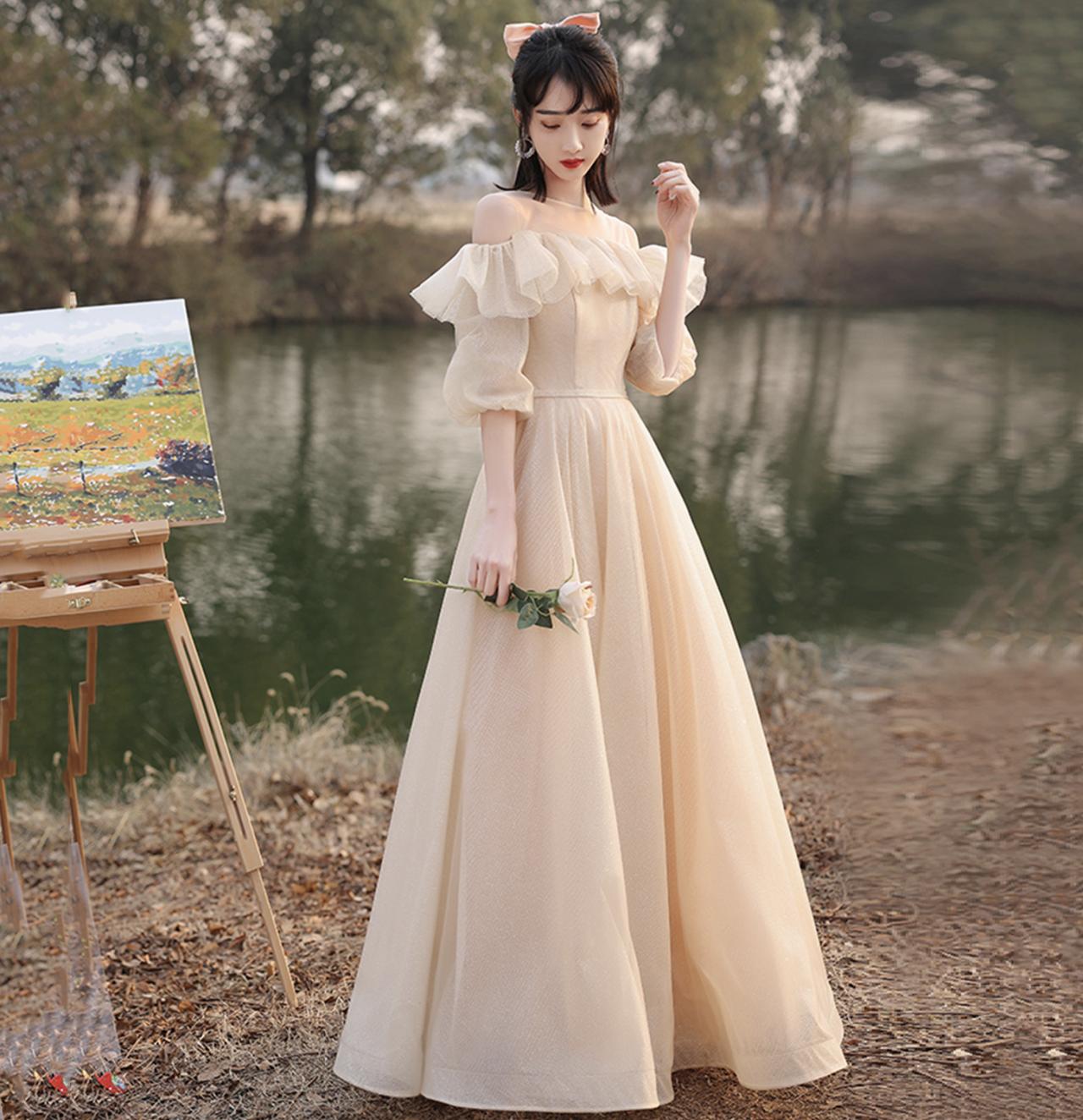Cute Strapless Long Prom Dress Tulle A-Line Evening Dress Sleeveless Birthday Dress DP05021