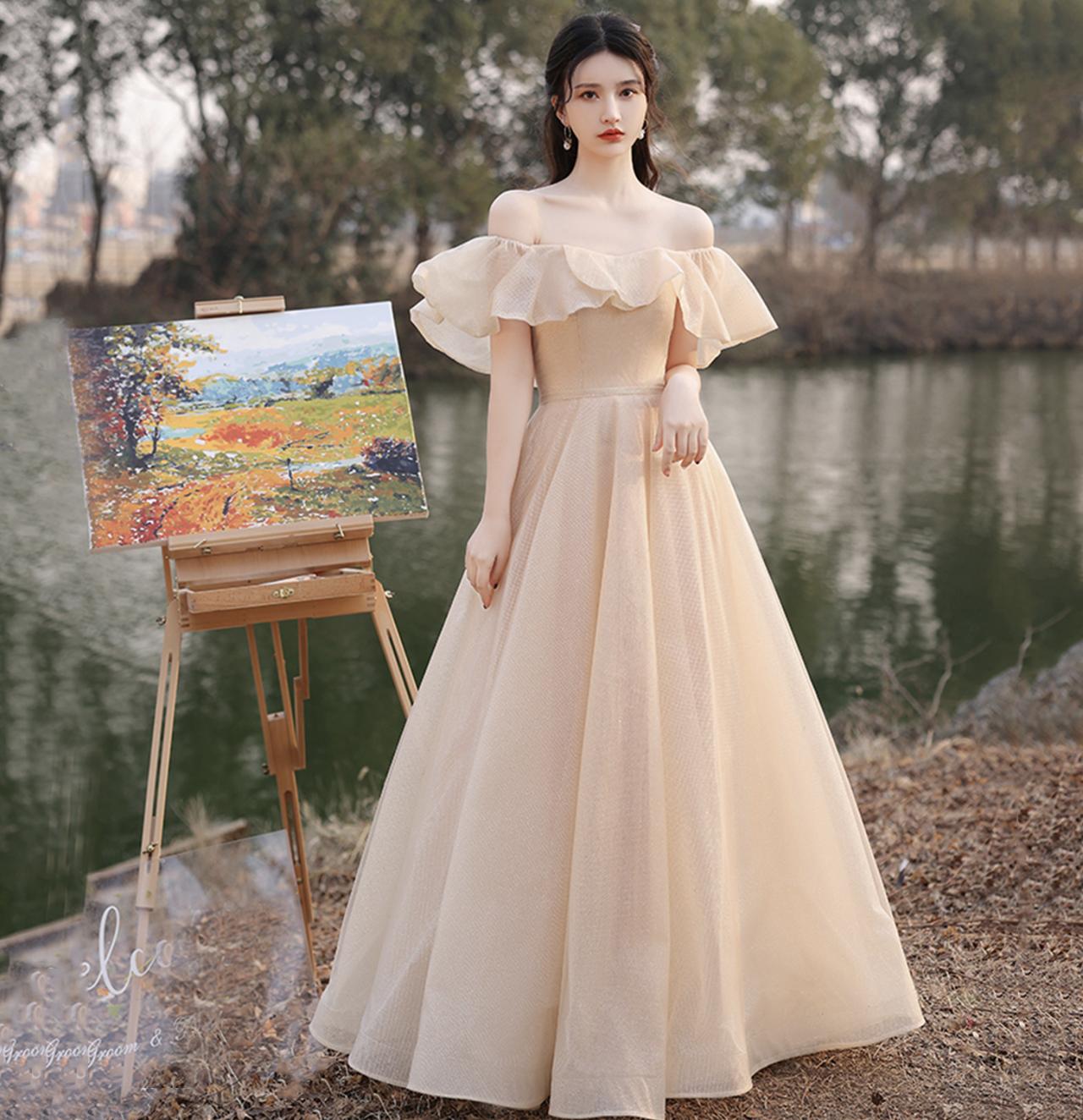Cute Tulle Long Prom Dresses, A-Line Evening Dresses main image 1