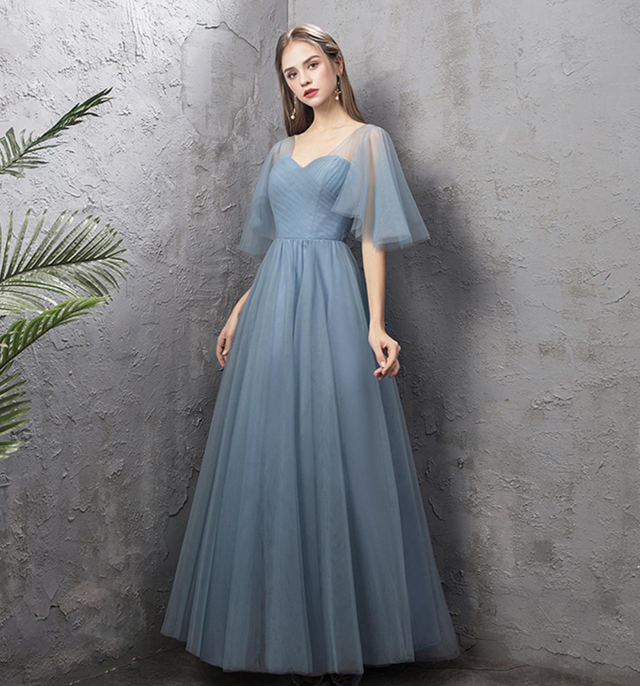 Blue Tulle Long Prom Dress A Line Evening Dress on Luulla