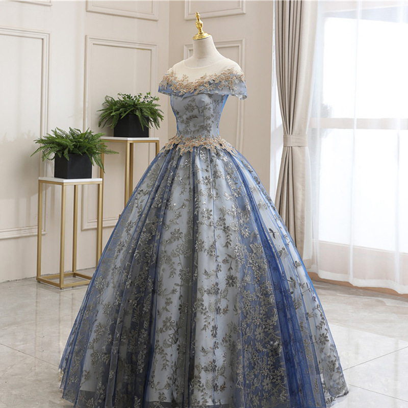 formal gown lace dresses Long-Sleeve Beaded Long Formal Dress