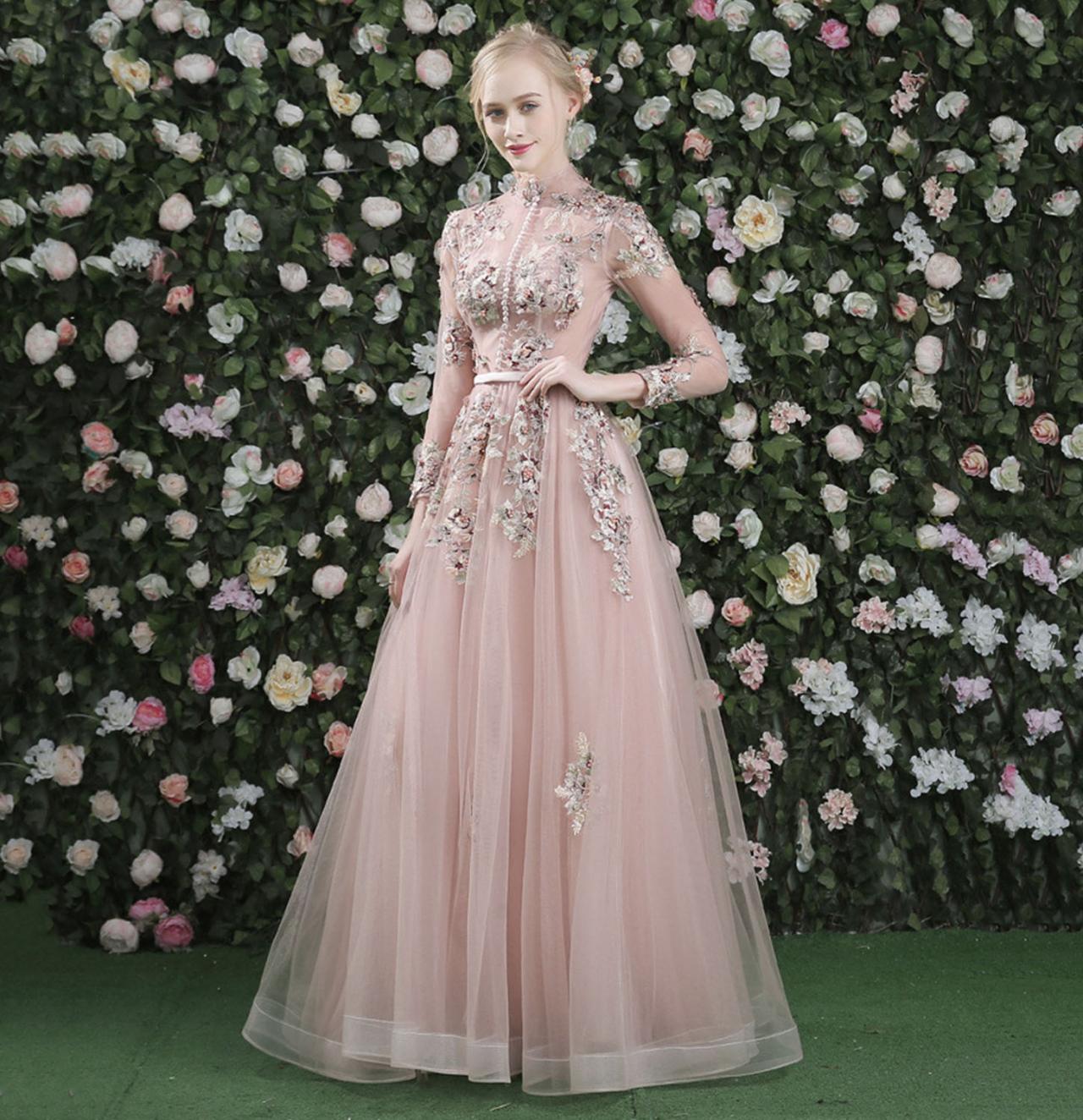 Elegant Long Tulle lace fashion Prom Evening Dress  C1407