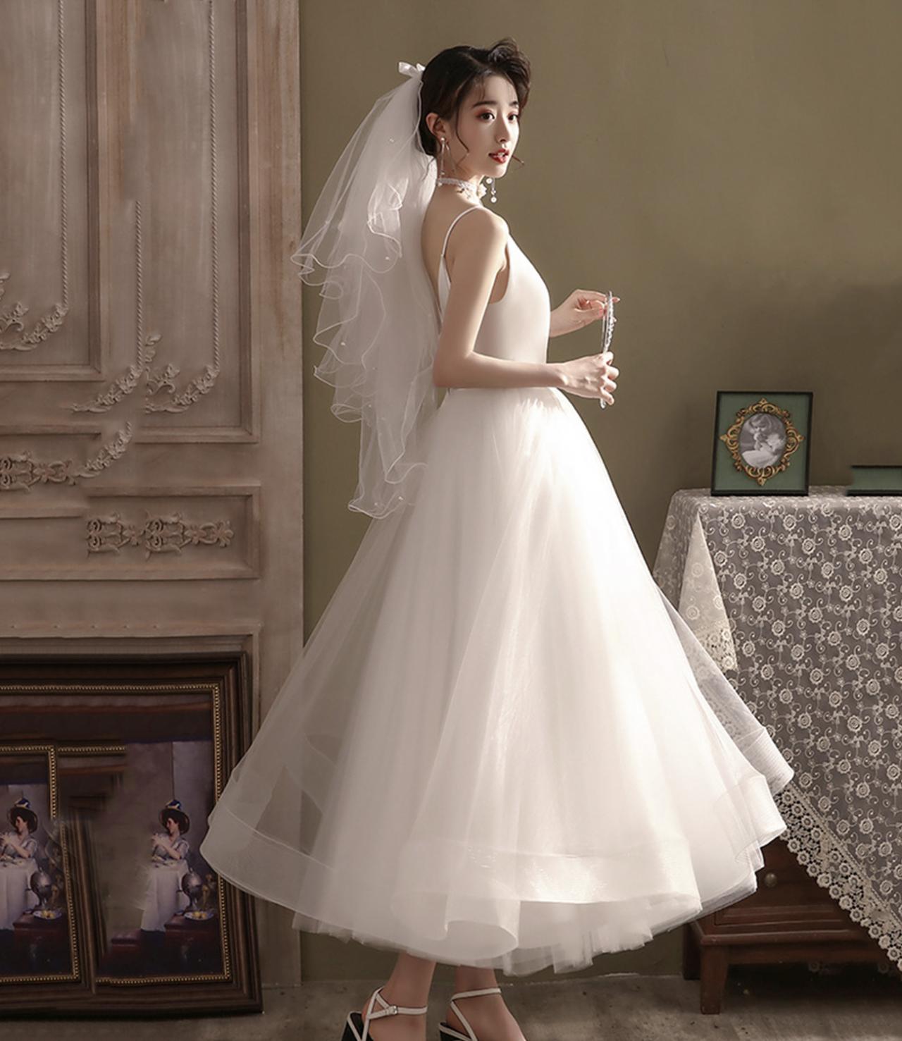 White tulle short prom dress homecoming dress main image 1