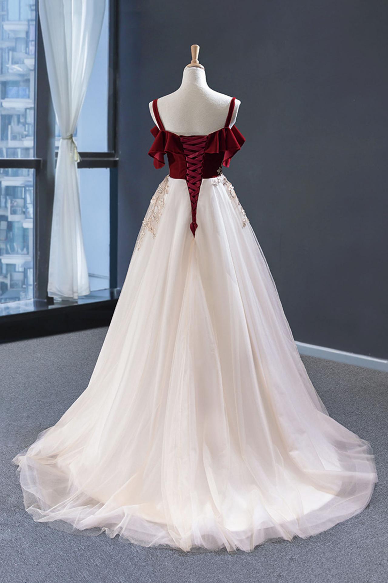 Cute Tulle Lace Long Prom Dress A Line Evening Dress Y5832 main image 0