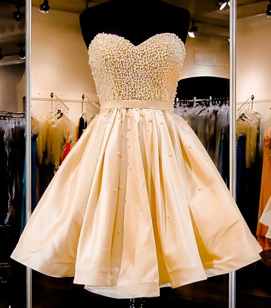 Charming Homecoming Dress,sweetheart Satin Short Prom Dress, Beading Evening Dress