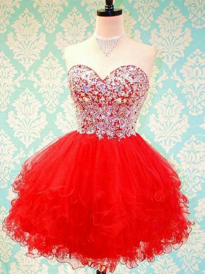 Cute Red Homecoming Dress,sweetheart Tulle Short Prom Dress,mini Dresses,red Dress