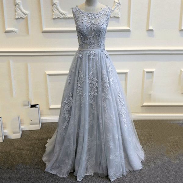 Custom Made Gray Lace Long Prom Dress,evening Dress,formal Gown