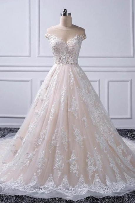 Custom Made Lace Tulle Long Prom Gown, Evening Dress