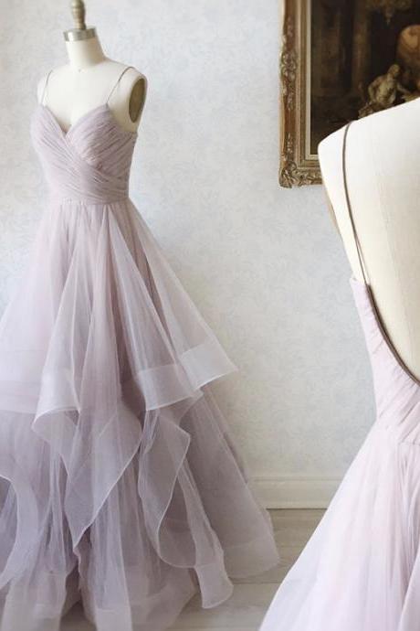 Simple Tulle Long Prom Gown Formal Dress